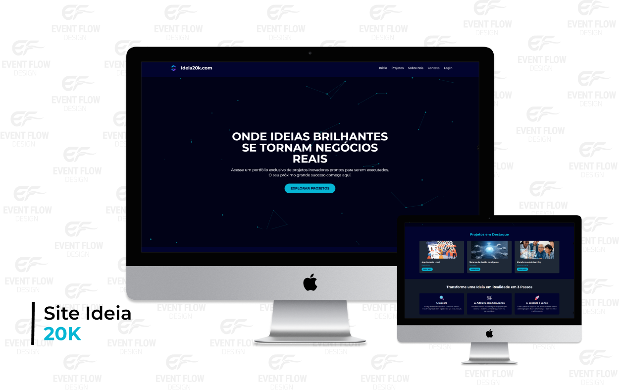 Landing page Ideia 20K em desktop e dispositivos móveis